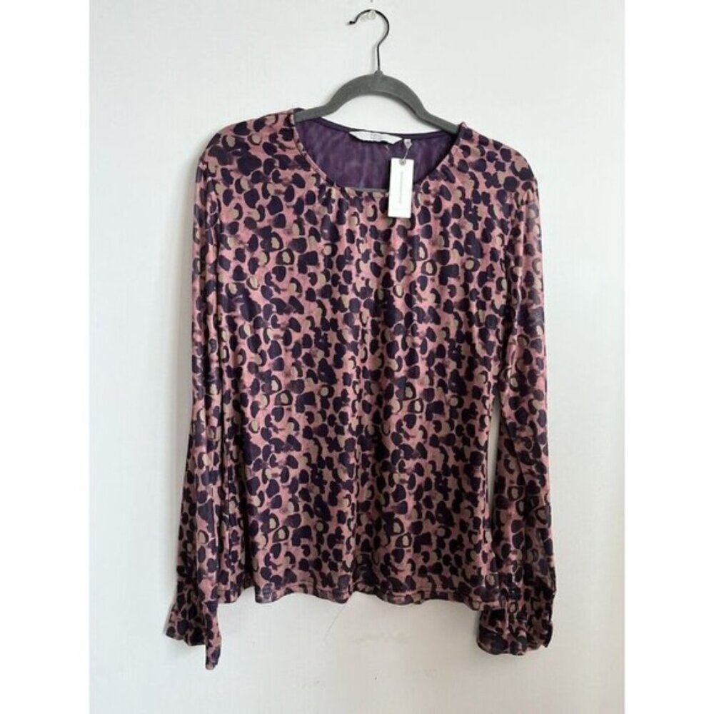 NWT Anthropologie Poetic Woods Mesh Lined Leopard Top XL